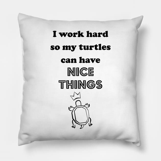 I work hard for the Shelled Ones Pillow by traditionation