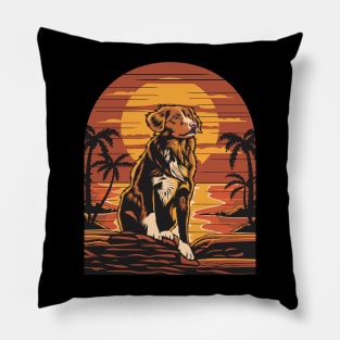 Nova Scotia Duck Tolling Retriever Sunset View Toller Artwork Pillow