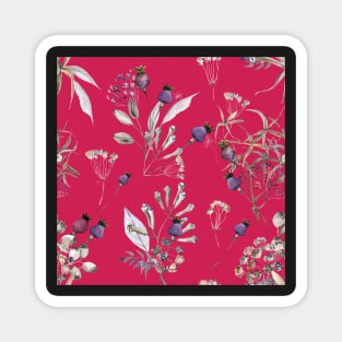 Color of the Year Viva Magenta Vintage Florals Magnet