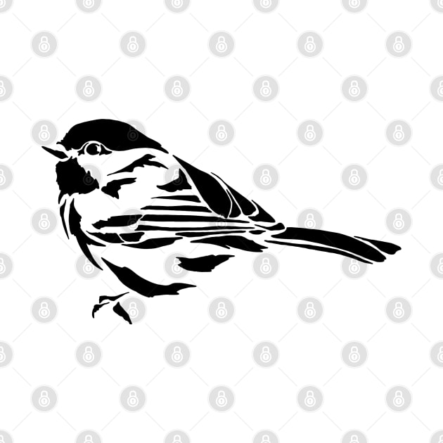 Minimalist Chickadee Stencil Art by New World Aster 