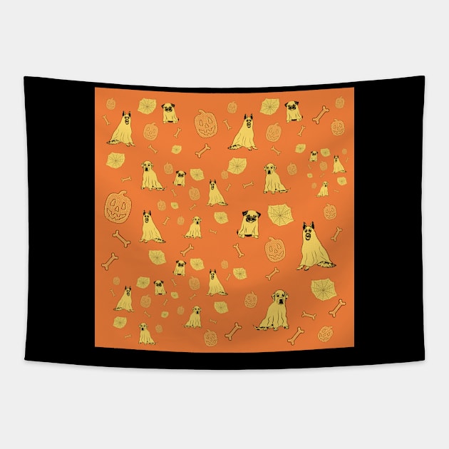 puppies of halloween Tapestry by WPHmedia