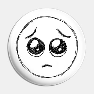 Dark and Gritty Pleading Face Emoji with BIG CUTE EYES Pin