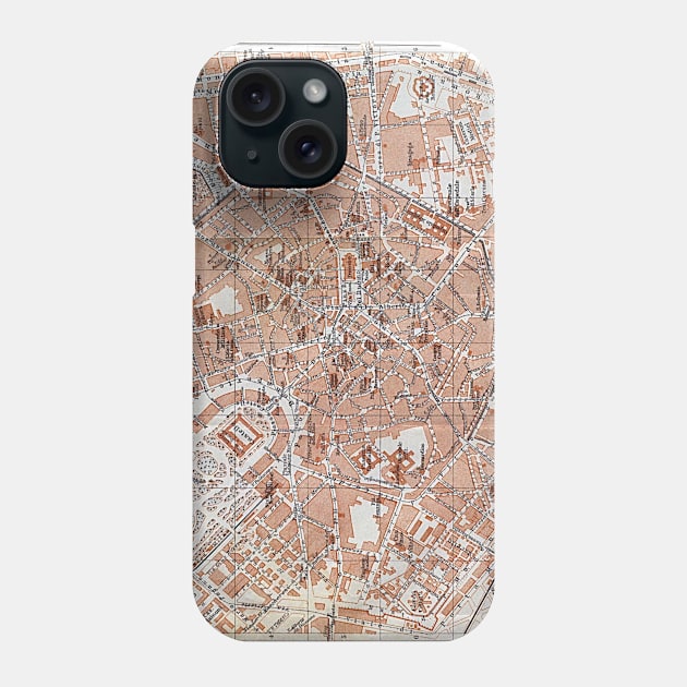 Vintage Map of Milan Italy (1913) Phone Case by Bravuramedia