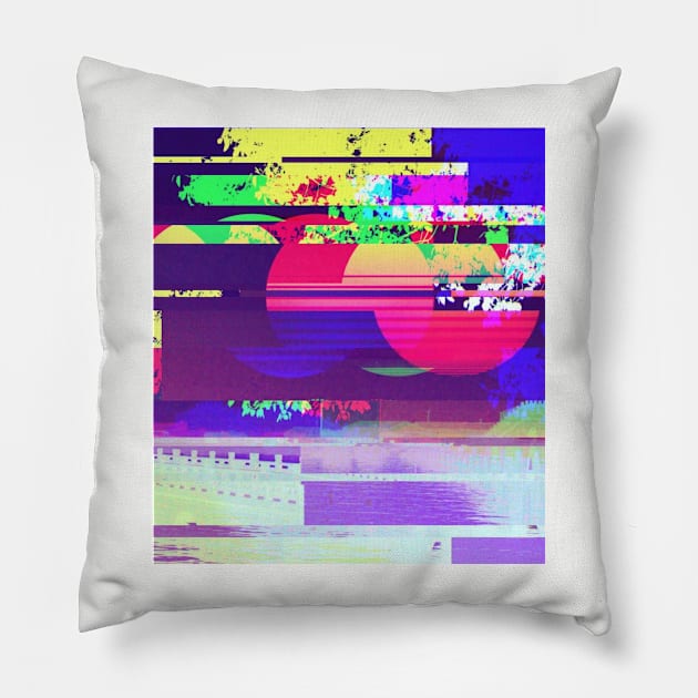 chroma retro sunrise glitch Pillow by lofi_retrowave