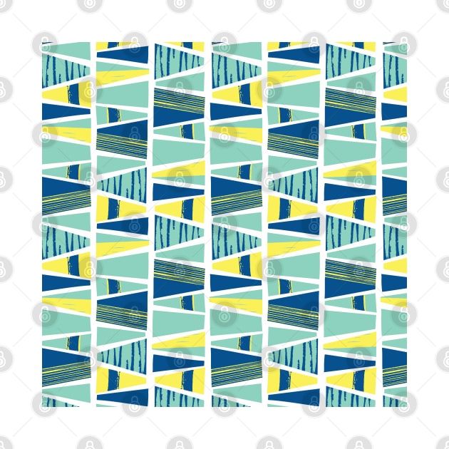 Modern Art Blue Teal Yellow Blocks by Sandra Hutter Designs