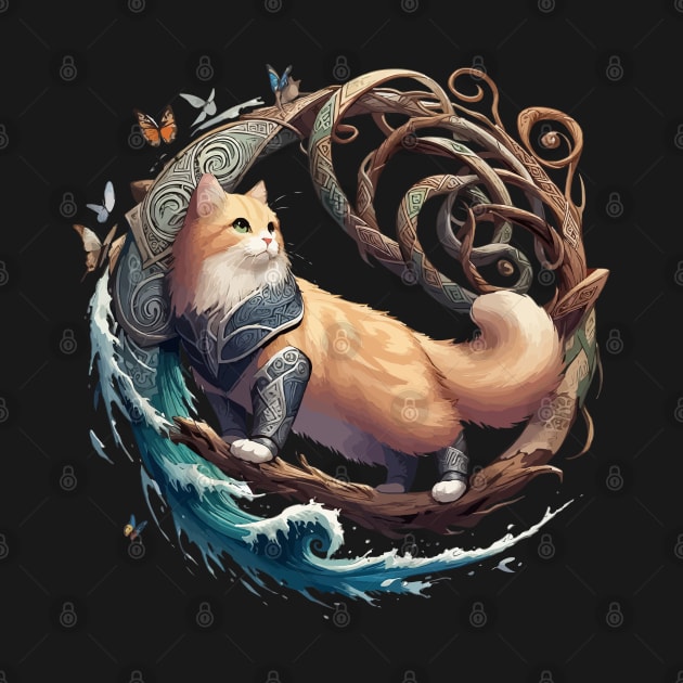 Cute Viking Cat Norse Mythology Celtic Knot by TomFrontierArt