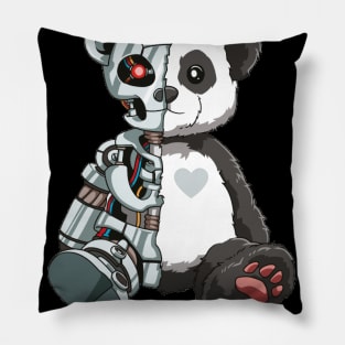 Cute Panda Bear Scary Robot Cybernetic Animal Lover Pillow