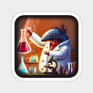 Mad dolphin scientist experimenting Magnet