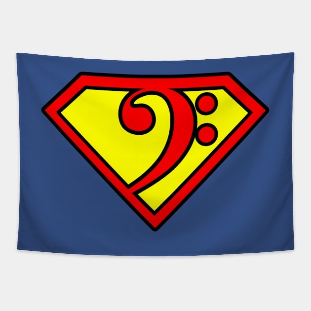 Superbassist - The Super Bass Clef Bassist Design Tapestry by Quentin1984