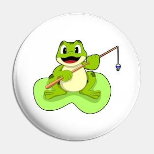 Frog at Fishing with Fishing rod Pin