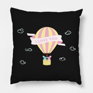 Cute Bunnies Hot Air Balloon Pillow