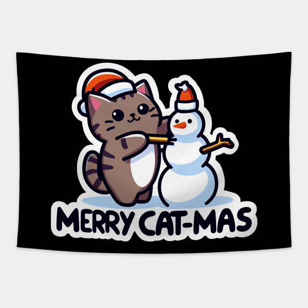 Merry Cat-Mas Tapestry by Plushism