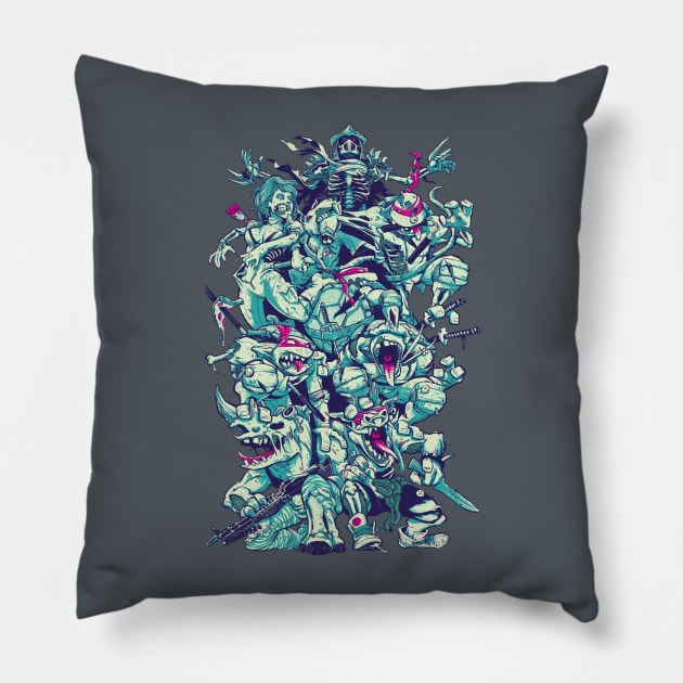 Nuclear Zombie Ninja Turtles Pillow by charlielayton