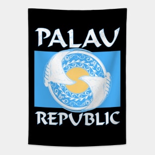 Palauan Flag with Manta Rays Tapestry