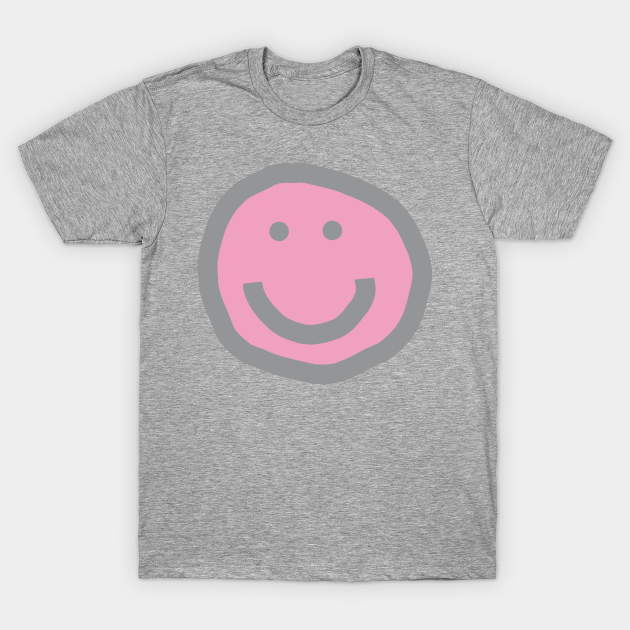 Prism Pink Round Happy Face with Smile - Pink - T-Shirt