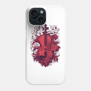 Violin & roses pixel art red Phone Case