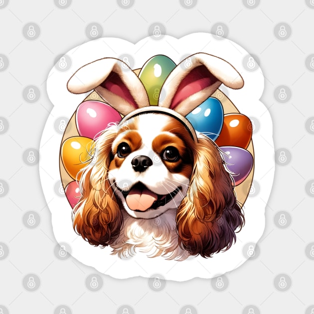 Cavalier King Charles Spaniel in Bunny Ears Celebrates Easter Magnet by ArtRUs