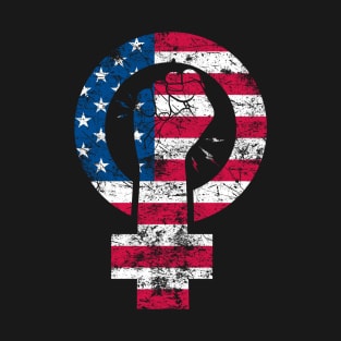 Feminim Symbol Feminist USA Flag Patriot T-Shirt