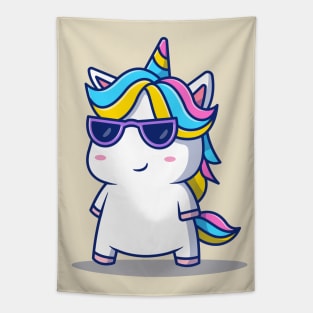 Cute Cool Unicorn Wearing Glasses Tapestry