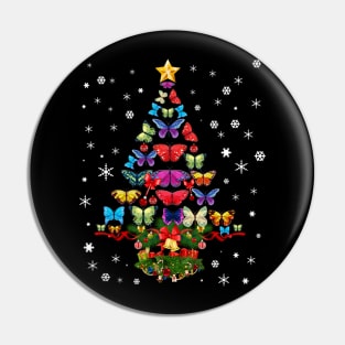 Merry Christmas Butterfly Tree Pin