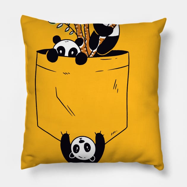 Cute Pandas Playing in Pocket!! - Animal Lover Pillow by Artistic muss