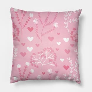 Pretty Pink Floral Hearts Pillow