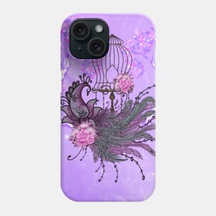 Wonderful elegant peacock with flowers Phone Case