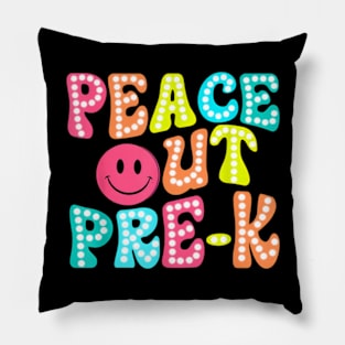 Peace Out Pre K Happy Last Day Of School Groovy Pillow