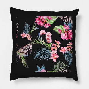 PixDezines watercolor Orchid Isle, Pink Cymbidium Pillow