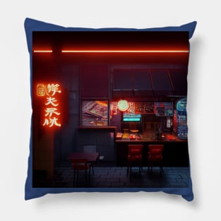 Cyberpunk Tokyo Ramen Shop Pillow