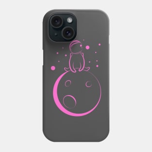 Pink Astronaut Sitting On the Moon Phone Case