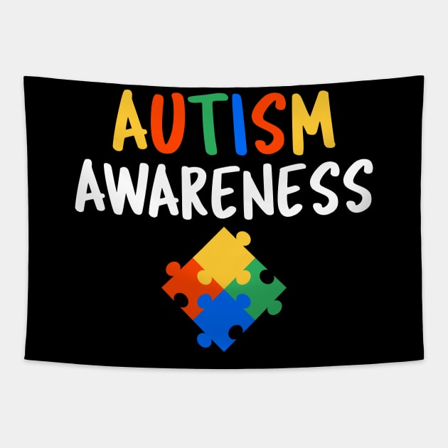 Cute Autism Awareness Colorful Puzzle Tapestry by theperfectpresents