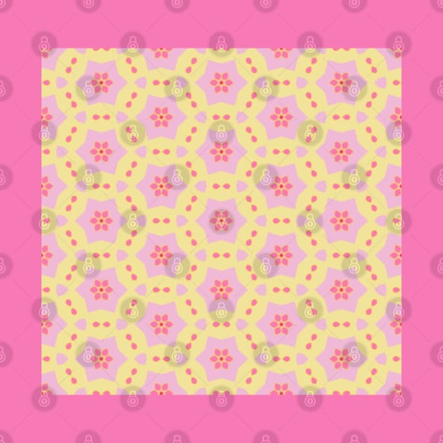 Kaleidoscope stars and flowers in yellow and pink tones by F-for-Fab