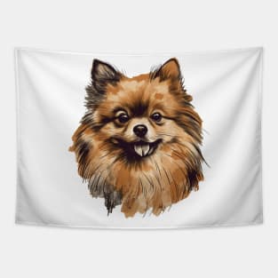 Pomeranian Illustration Tapestry