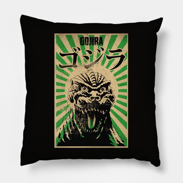 Green Kaiju Propaganda Pillow by CTShirts