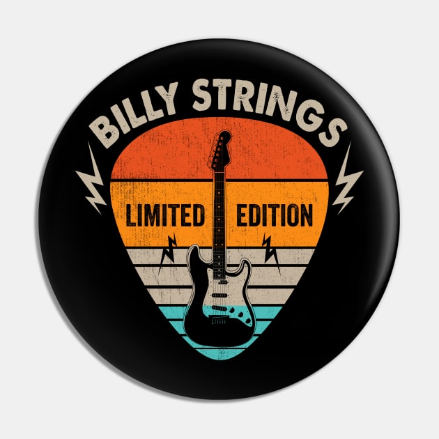 Vintage Billy Strings Name Guitar Pick Limited Edition Birthday Pin by Monster Mask