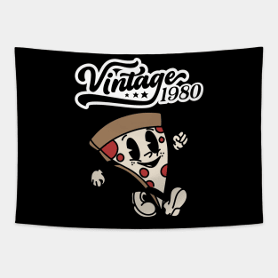 Vintage Funny Pizza Retro 80s Food Tapestry