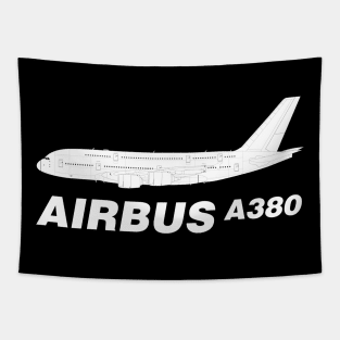 Airbus A380 Line Drawing Tapestry