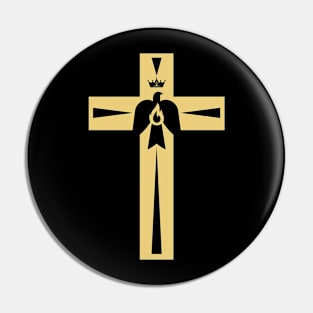 Christian cross and dove - a symbol of the Spirit Pin