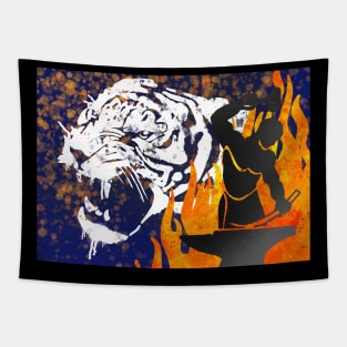 Tiger and flames Tapestry