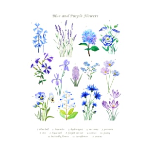 blue purple flowers collection T-Shirt