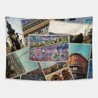 Greetings from Sarajevo in Bosnia and Herzegovina Vintage style retro souvenir Tapestry