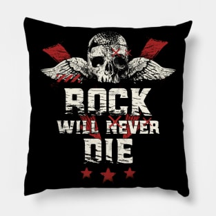 Rock And Roll Will Never Die Vintage Pillow