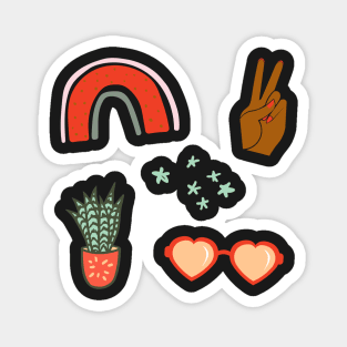 Peace, love and houseplants red Magnet