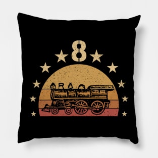 Vintage I'm 8 Years Old Locomotive Train 8th Birthday Pillow