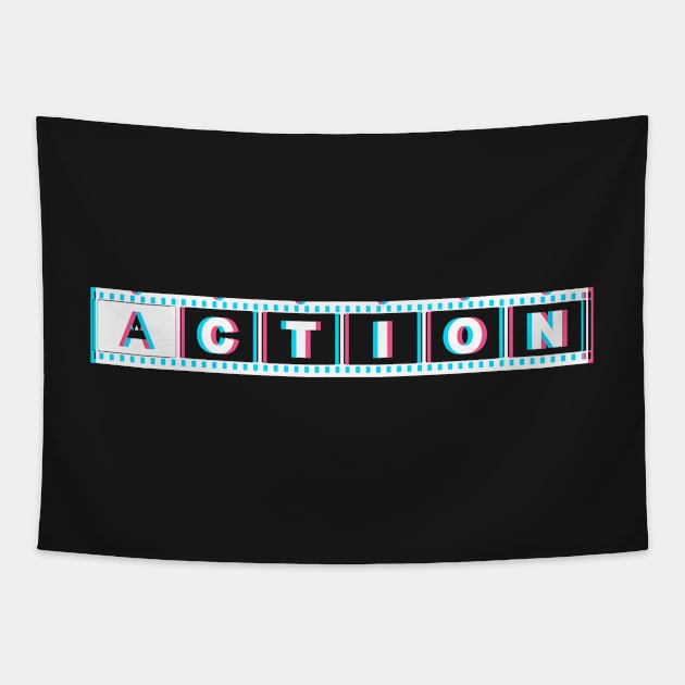 Action Glitched Film Reel Tapestry by GreazyL