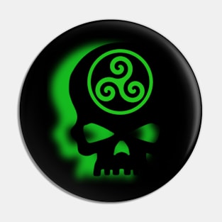 Green Celtic Skull Pin