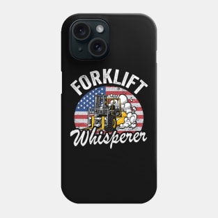 Forklift Whisperer American Flag Retro Forklift Driver Phone Case