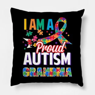 I Am A Proud Autism Grandma Autism Awareness Ribbon Pillow