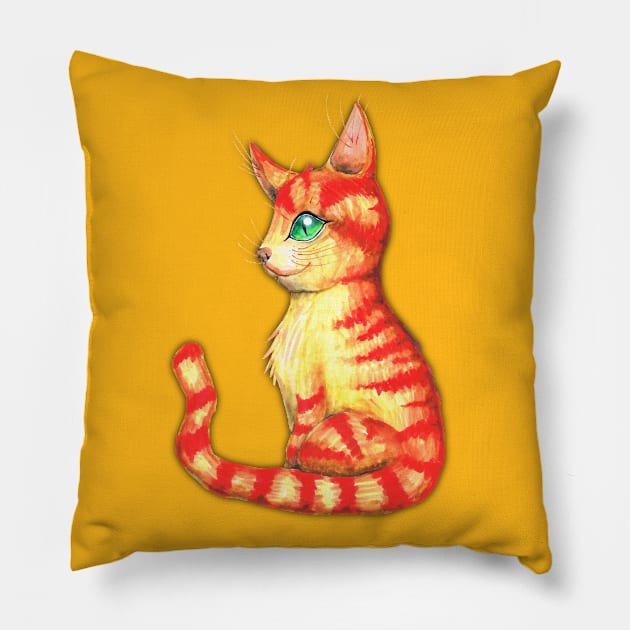 Fiery cat Pillow by Bwiselizzy